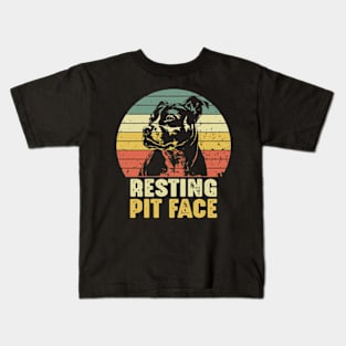 Dog Pitbull Resting Pit Face Funny Kids T-Shirt